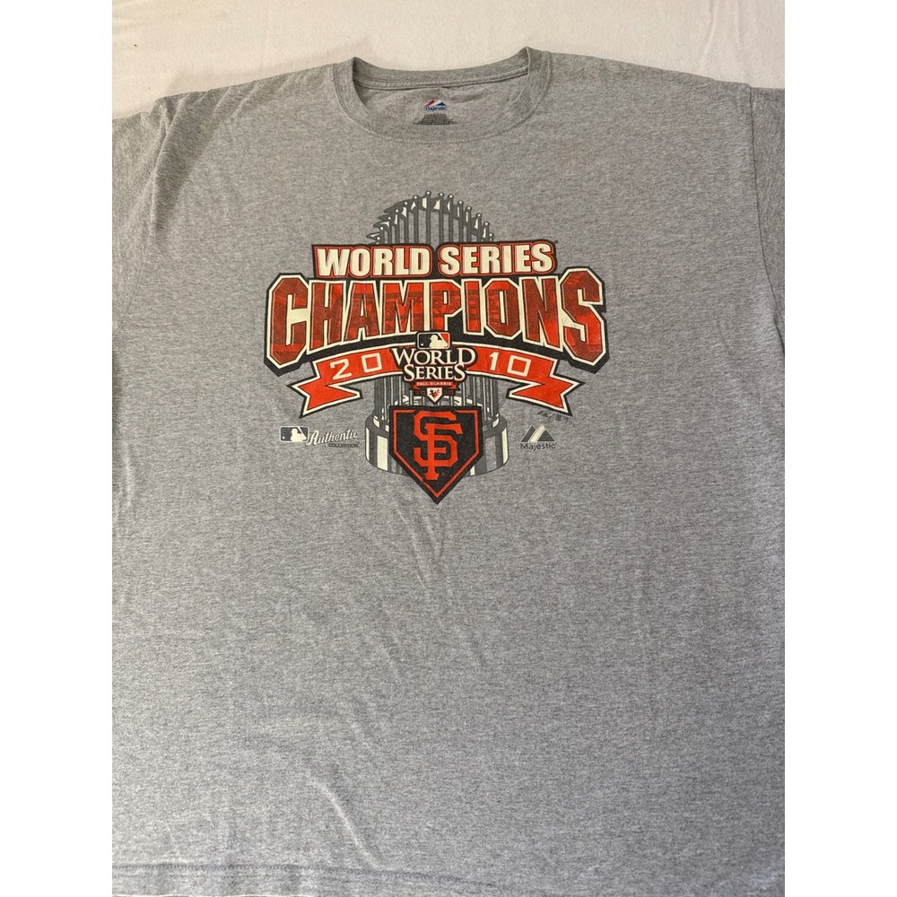 Majestic San Francisco Giants 2010 World Series Champions T-Shirt 2XL Gray